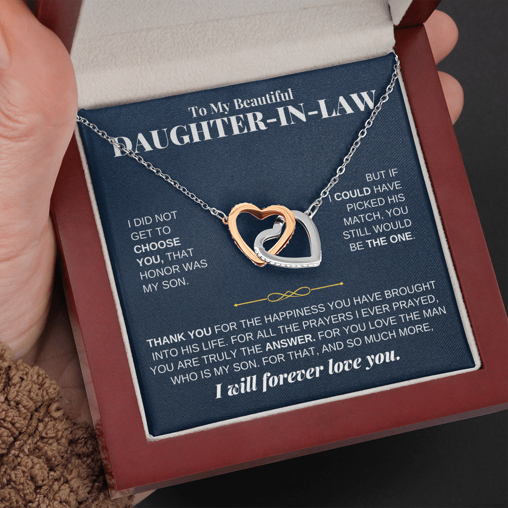 To My Beautiful Daughter-in-law - Intertwined Hearts Keepsake Necklace