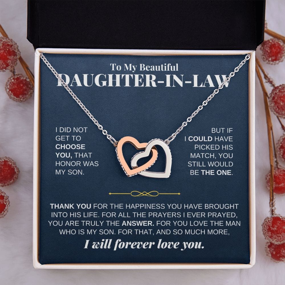 To My Beautiful Daughter-in-law - Intertwined Hearts Keepsake Necklace