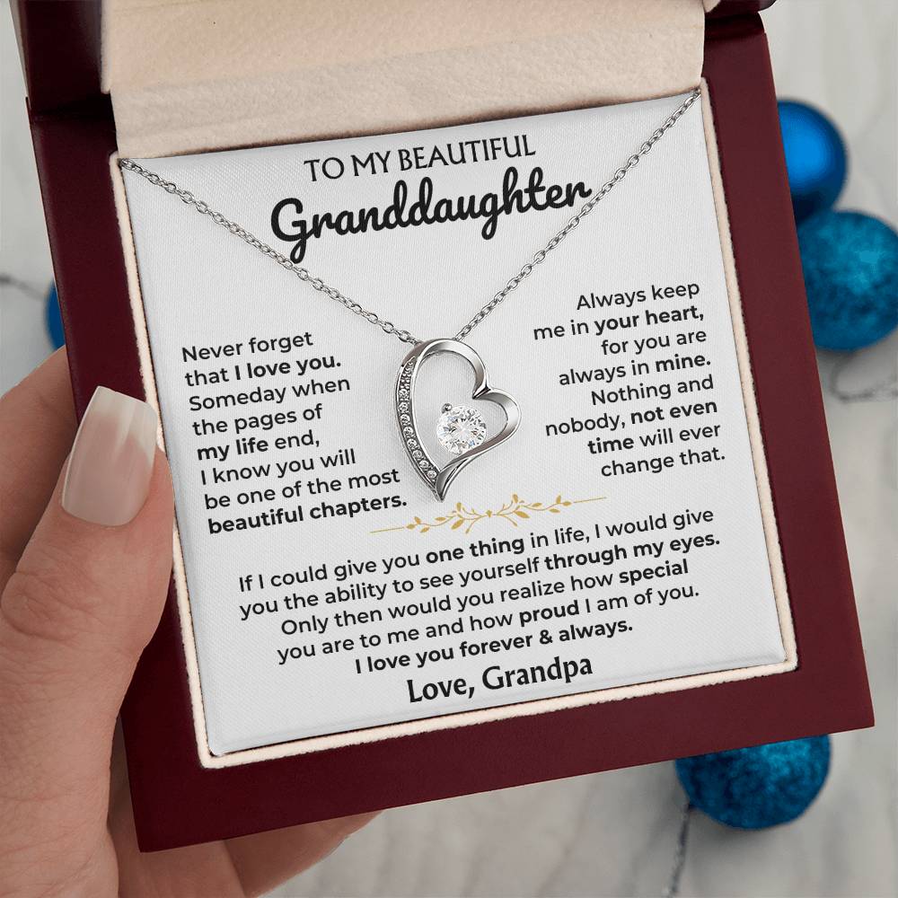 To My Beautiful Granddaughter Forever Love Necklace