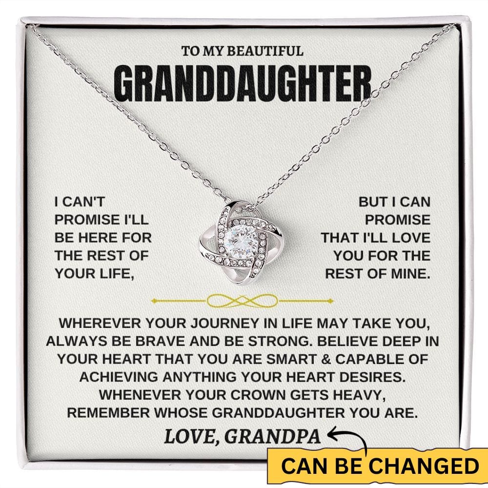 To My Beautiful Granddaughter Love Knot Necklace
