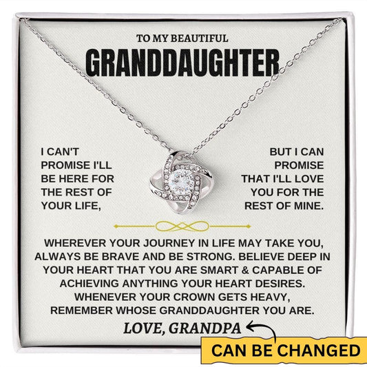 To My Beautiful Granddaughter Love Knot Necklace