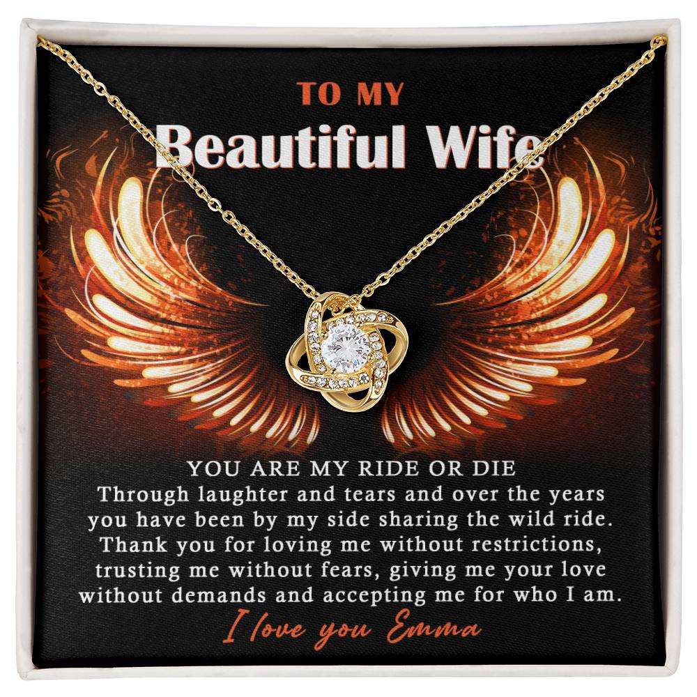 To My Beautiful Wife Love Knot Necklace