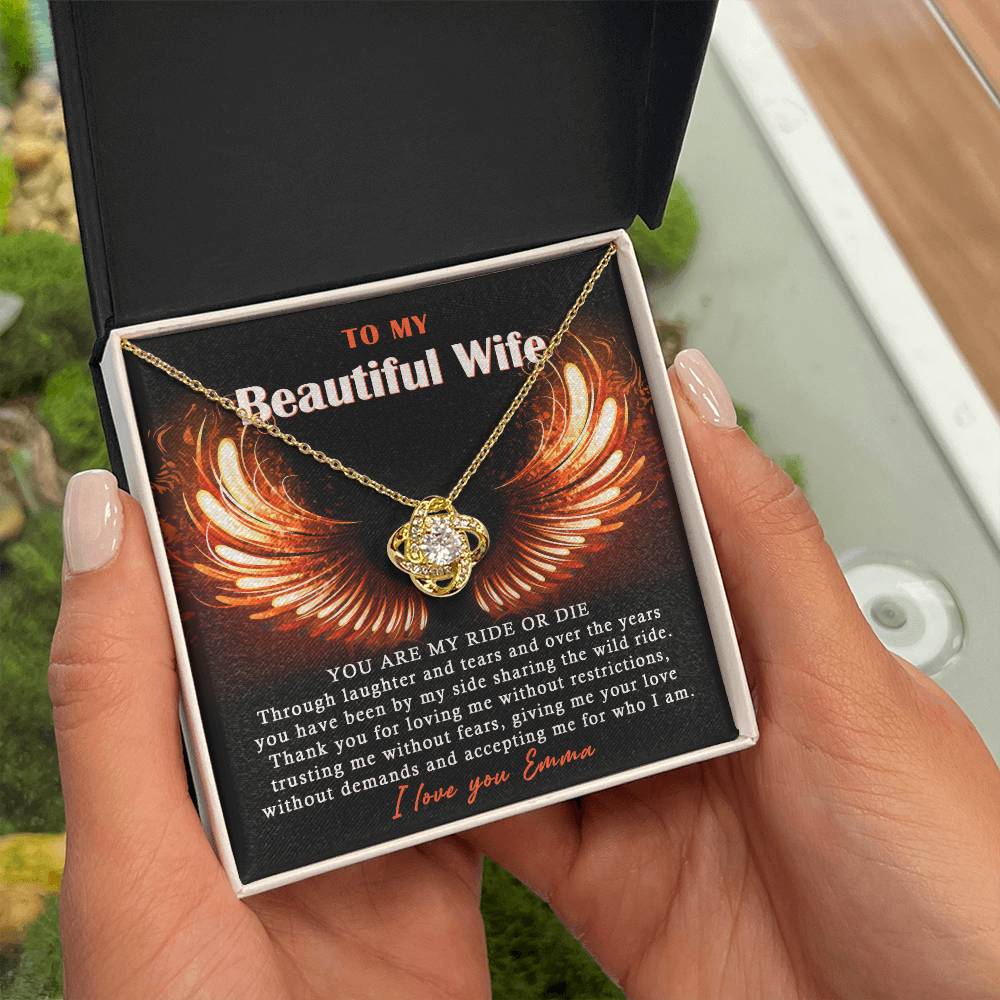 To My Beautiful Wife Love Knot Necklace