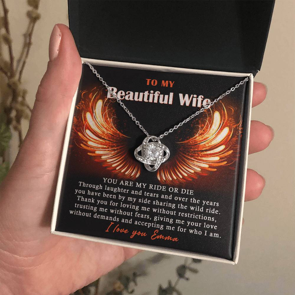 To My Beautiful Wife Love Knot Necklace