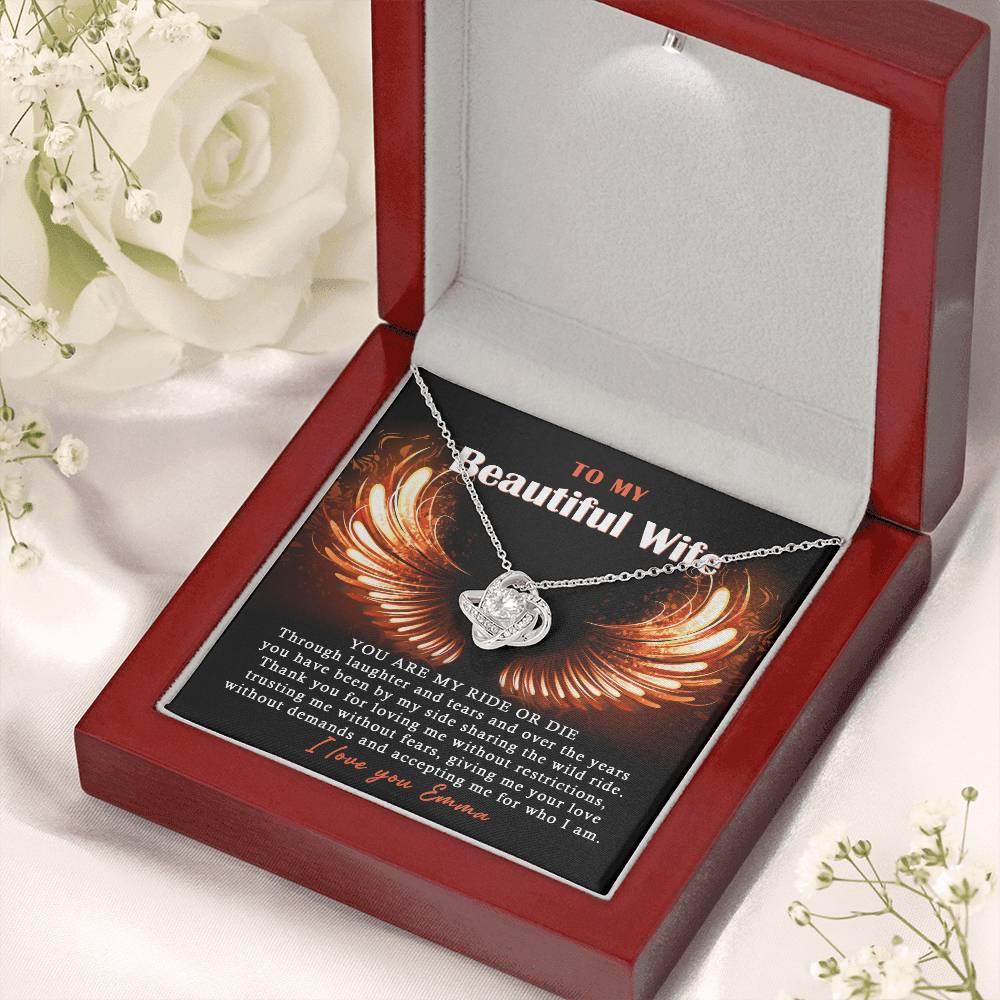 To My Beautiful Wife Love Knot Necklace