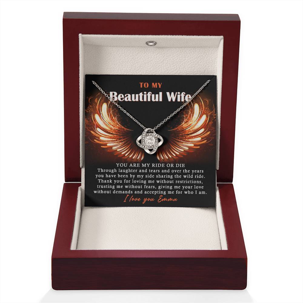To My Beautiful Wife Love Knot Necklace