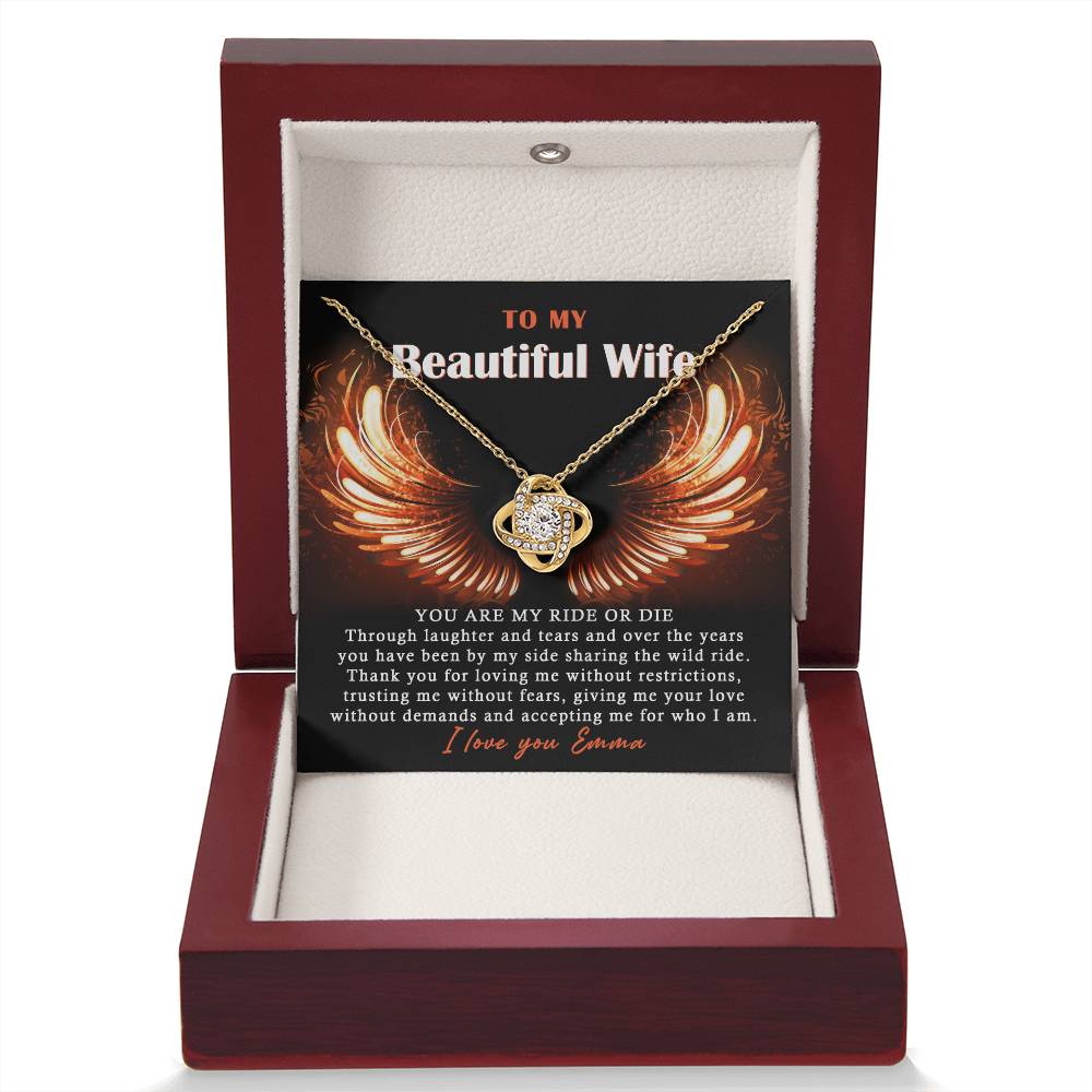 To My Beautiful Wife Love Knot Necklace