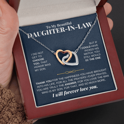 To My Beautiful Daughter-in-law - Intertwined Hearts Keepsake Necklace