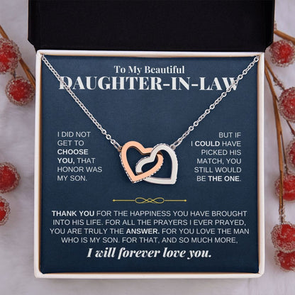 To My Beautiful Daughter-in-law - Intertwined Hearts Keepsake Necklace