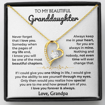 To My Beautiful Granddaughter Forever Love Necklace