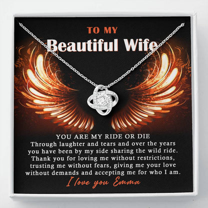 To My Beautiful Wife Love Knot Necklace