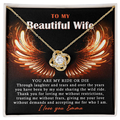To My Beautiful Wife Love Knot Necklace