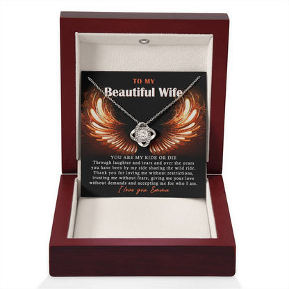To My Beautiful Wife Love Knot Necklace
