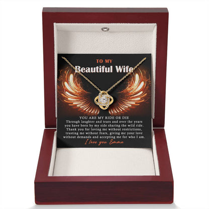 To My Beautiful Wife Love Knot Necklace